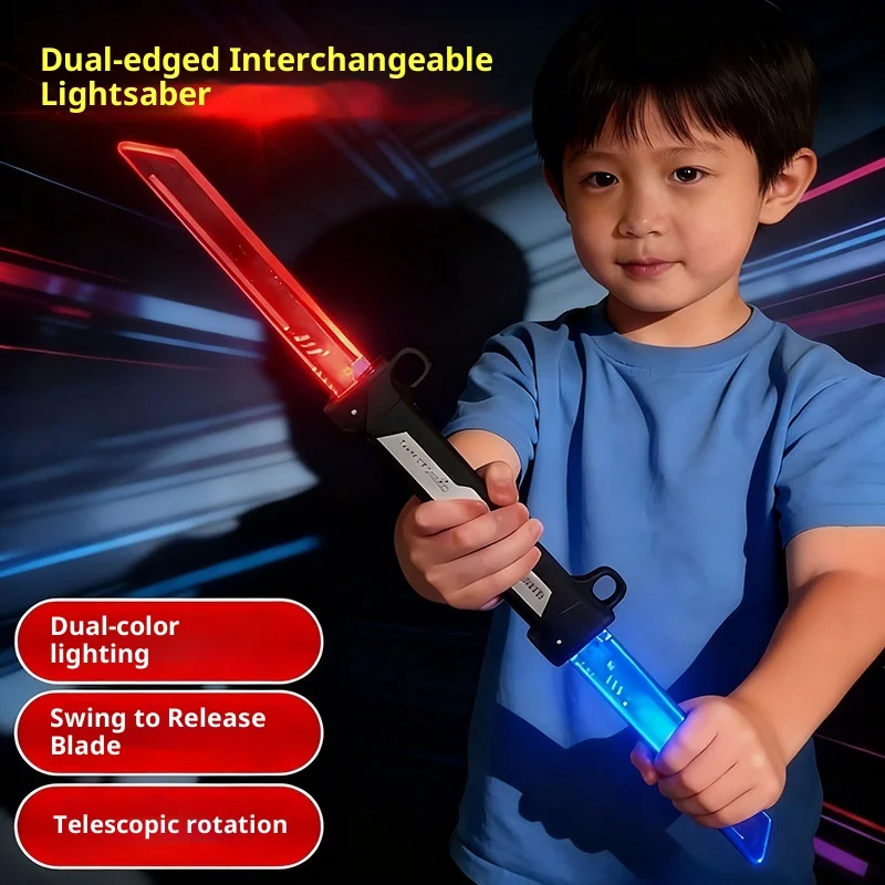 

Unbranded Dual Edged Interchangeable Telescopic Lightsaber 2026 New Dual Color Lighting Swing To Release Blade Kids Cosplay Toy