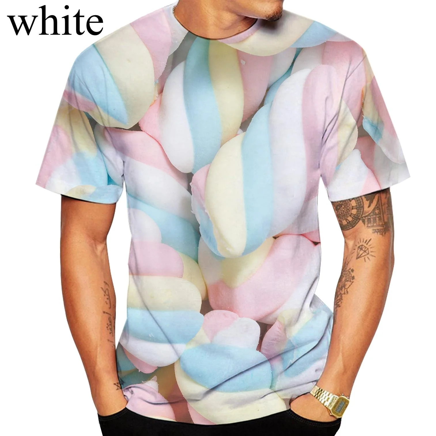 Fashion T Shirt Candy Chocolate Casual 3D Print Short Sleeve T-shirt Mens Clothing Streatwear