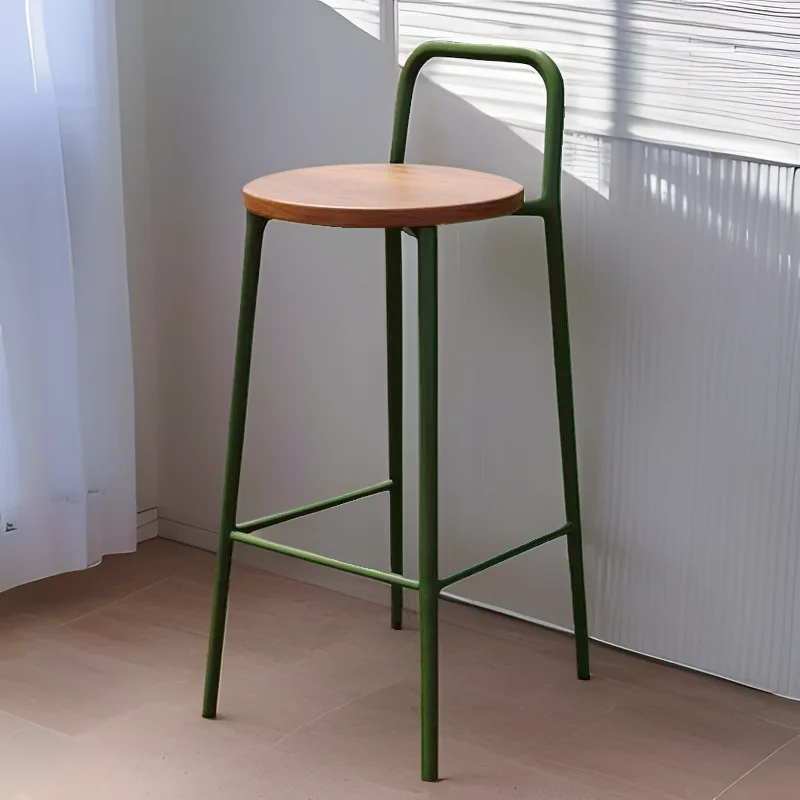 Taburete de Bar nórdico de hierro, silla de Pub minimalista de diseño, respaldo moderno, sillón, reposapiés alto estable
