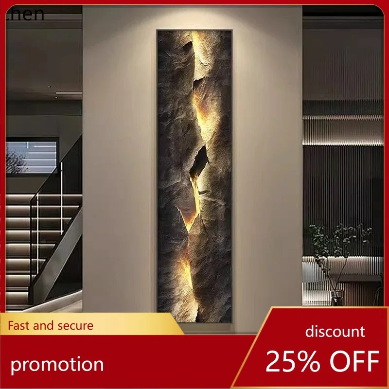 

HT Vertical Long Strip Entrance Hallway Decorative Painting, Grand Staircase Hanging Art, Abstract Corridor End LED Atmosphere