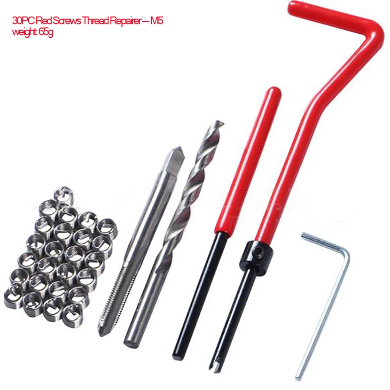 30Pcs M5 M6 M8 3 Kinds of Recoil Thread Inserts Installation Kit, Screw Sleeve Repair Wrench Twist Drill Screw Tap Tool