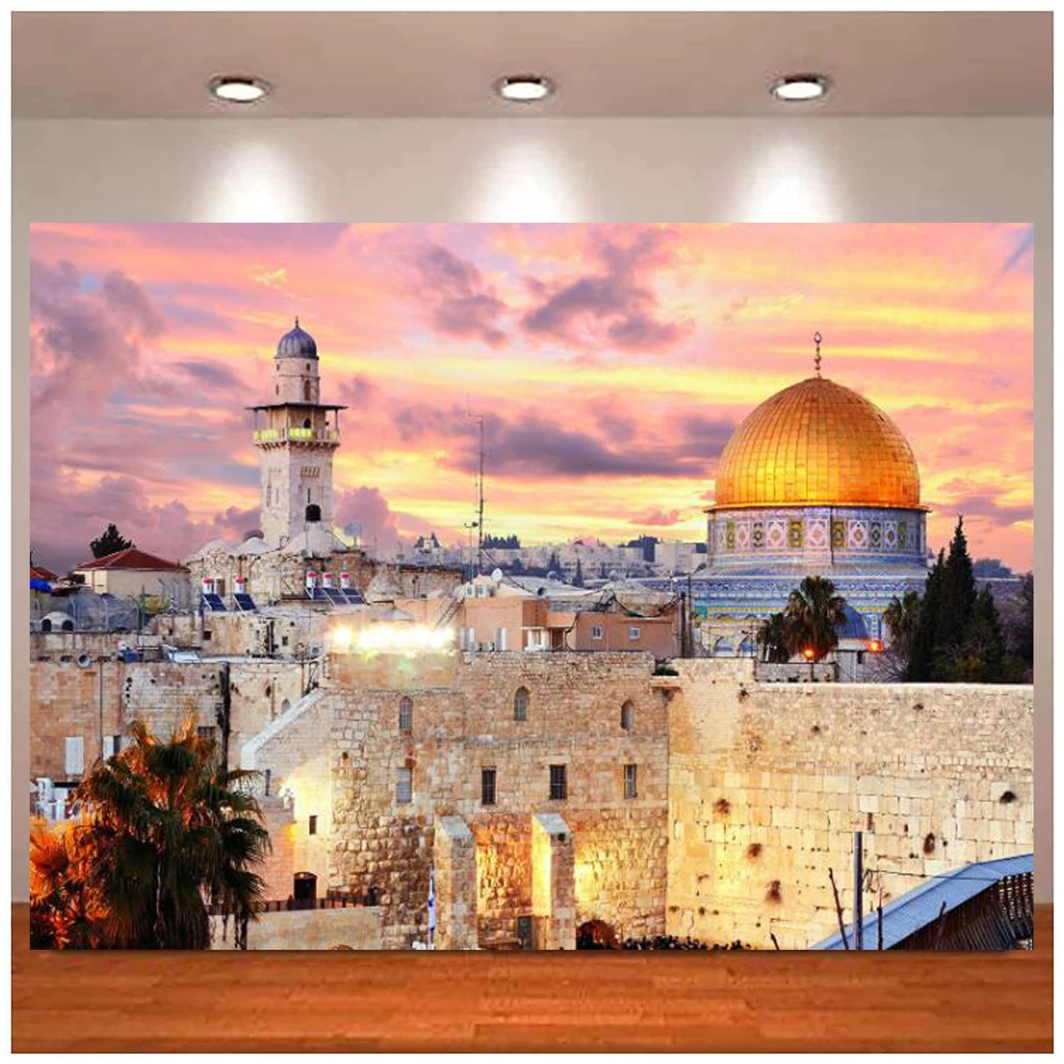 

Jerusalem Cityscape Background Sunset Dome Of The Rock Cityscape Photography Backdrop Party Room Decor Banner Photo Shooting