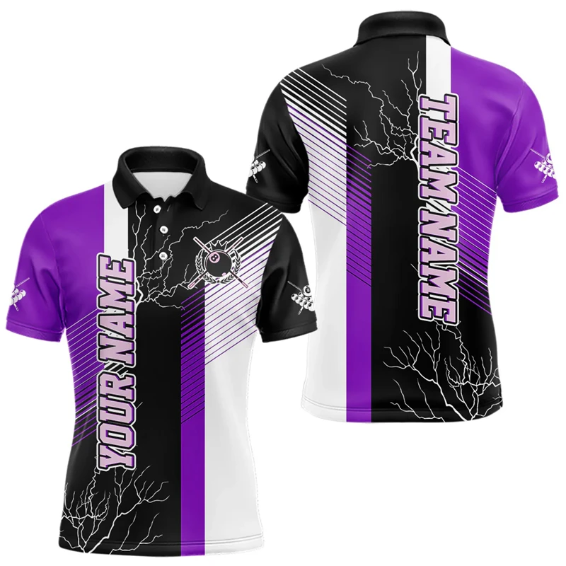 Trend Billiards 3D Printed Polo Shirt For Man Summer Casual Free Custom Name Short Sleeve Polo Shirt Loose Breathable Lapel Tops