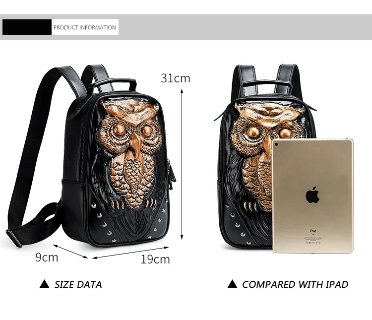 Male Female Backpack 3D Animal Head Personalized Bag Students\' School Backpack Large Capacity Casual Travel Bag