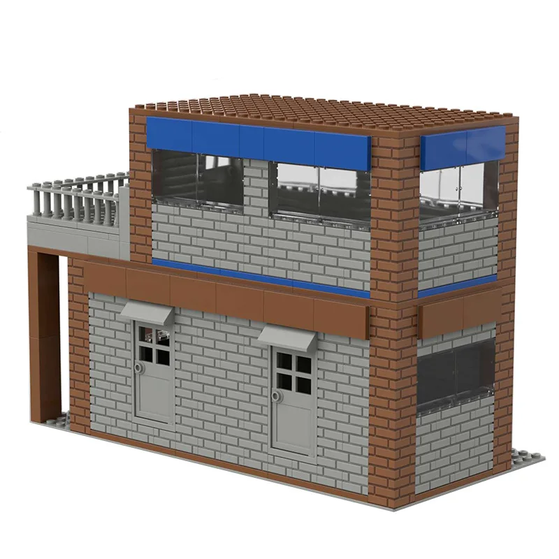 The battle royale games' grand battlefield double-deck terrace House building blocks Set DIY military scene construction Bricks