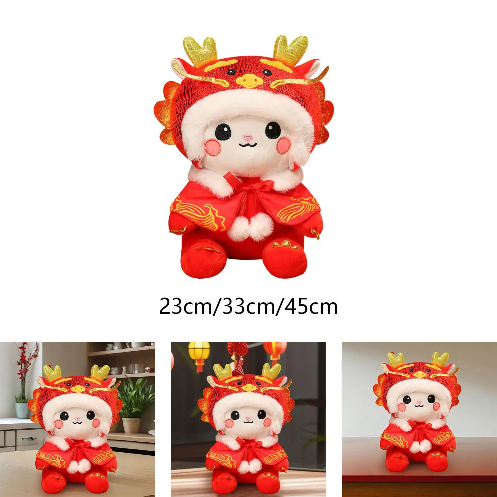 Soft Stuffed Animal Toy Chinese New Year Dragon Plush Doll,Cute Lightweight Spring Festival Toy for Living Room Shop