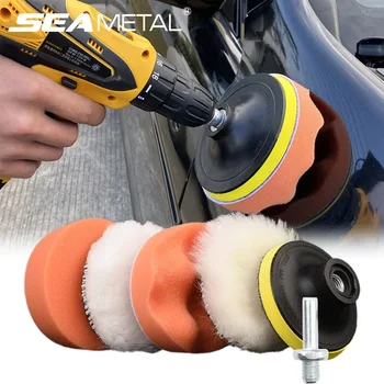 SEAMETAL 6 Pz Auto Lucidatura Disco Spugna Pad Kit Auto Dettagli Ceretta Lucidatura Macchina Buffer Spugna Rimuovere Graffi Tamponi di Cera