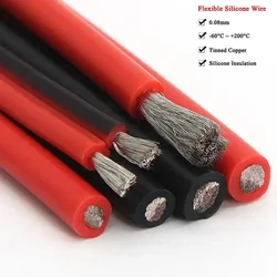 Cable de silicona Flexible para batería de coche, Cable eléctrico resistente al calor, 26, 24, 22, 20, 18, 16, 14, 12, 10, 8, 6, 4, 2AWG, 1/5/10m