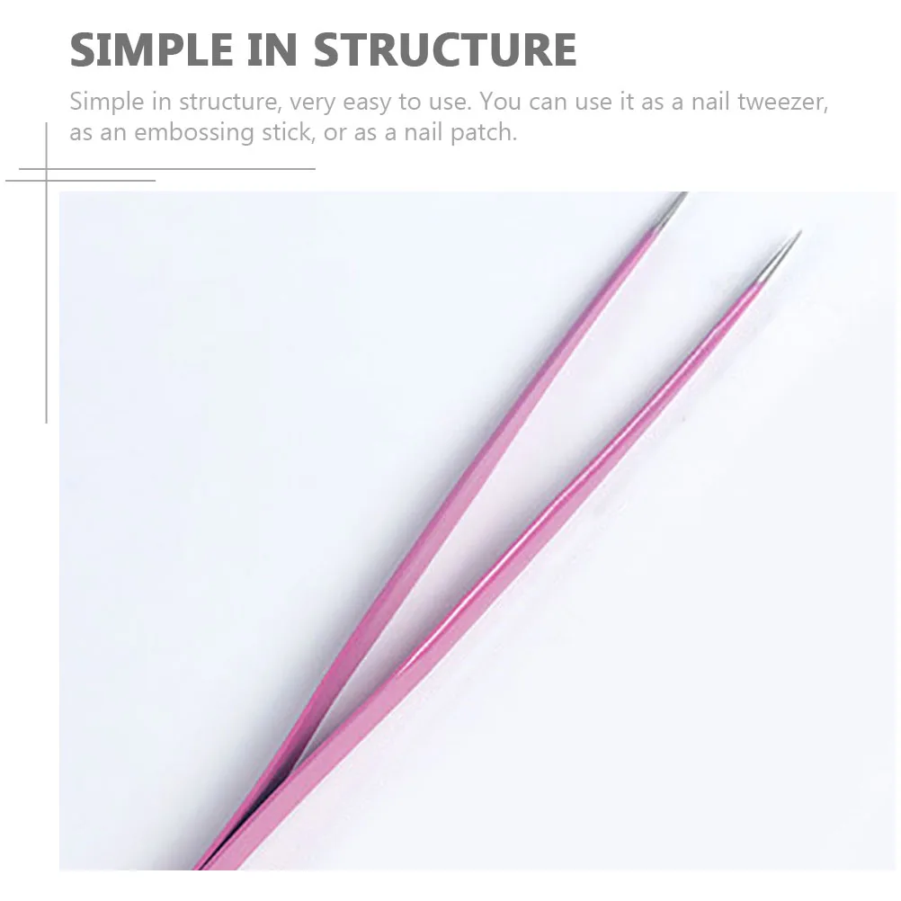 

2pcs Manicure Tweezers Nail Art Tools Professional Tips Silica Gel Stainless Steel Straight Edge Portable for Salon Use