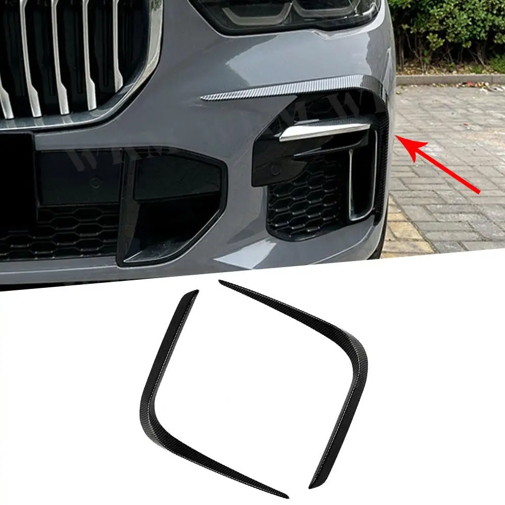 

Carbon Fiber Car Front Bumper Air Vent Trim Spoiler Canards Splitters Accessories for BMW X5 G05 M Sport 2019 + ABS Gloss Black