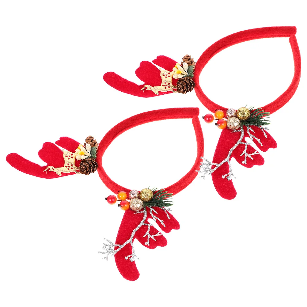 

2Pcs Antler Headband Christmas Holiday Headband Reindeer Headpiece Lightweight Comfortable Christmas Headwear Women