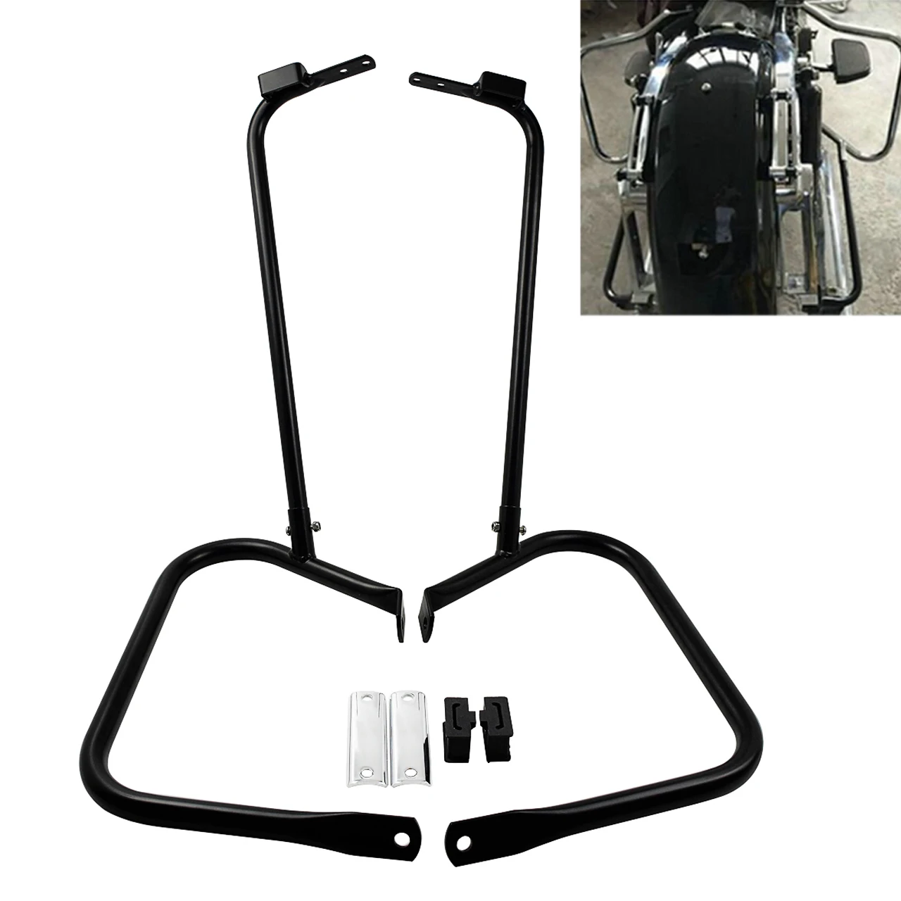 

Motorcycle Saddlebag Bracket Guard W/ Support Bar Set For Harley Touring Road King Road Street Electra Glide Classic 1997-2008