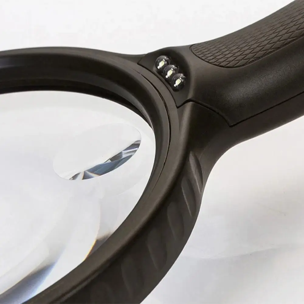 Handheld 138mm Magnifying Glass Large Durable Backlit Magnifier High Definition Black 1.8X/5X Magnifying Glass Elderly