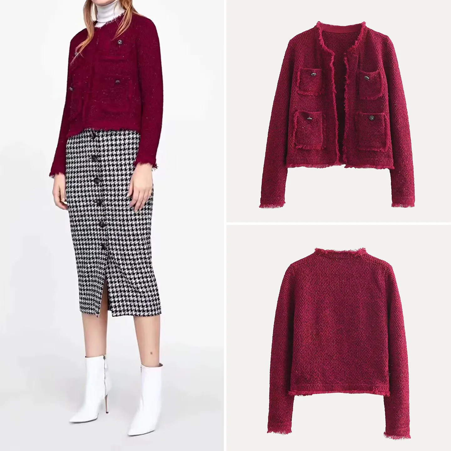 Z Cappotto da donna Faion casual lungo allentato Sve Plaid ort 2025 Nuovo Sle Pendolarismo Sle Senza bottoni Colore puro Abbigliamento quotidiano