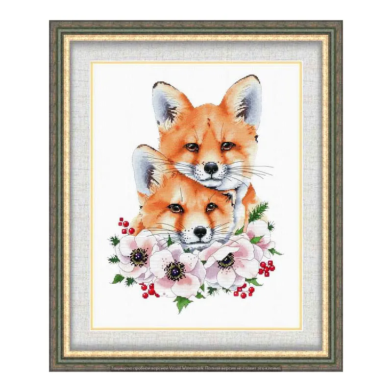 Precision Printed Fishxx Cross Stitch Kit D986 Fox Brothers Flowers Animal New Collection