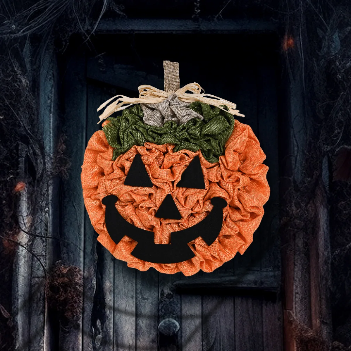 

Halloween Pumpkin Wreath Handmade Weaving Party Decorations 30x30cm Props Pendant Hanging Decoration Ghost Festival Home Decor