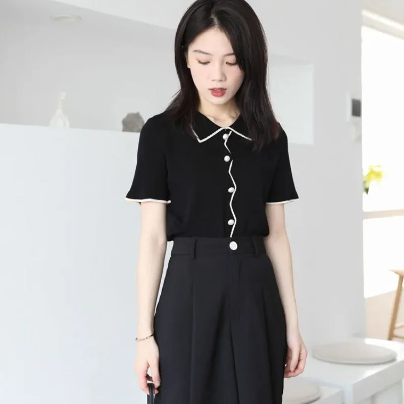 

Summer Outfit Female Tee Slim Women's Polo Short Sleeve T-shirt Aesthetic Clothing Trend 2025 Fashion Korean Basic Y2k T-shirts
