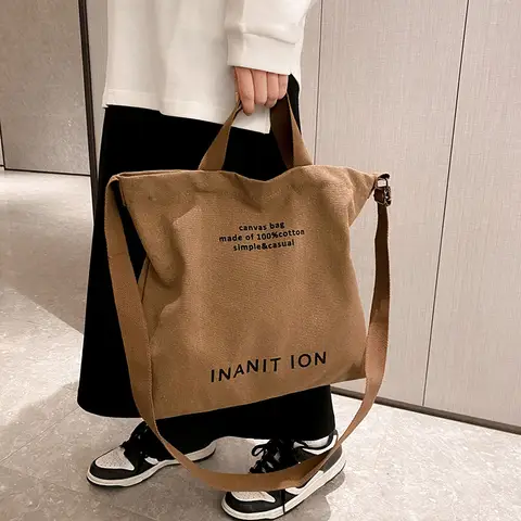 Japanese Canvas Men's and Women's Simple Cross-body Bag Wash Canvas Thick Handbag Large Capacity Arts Students Package Satchel