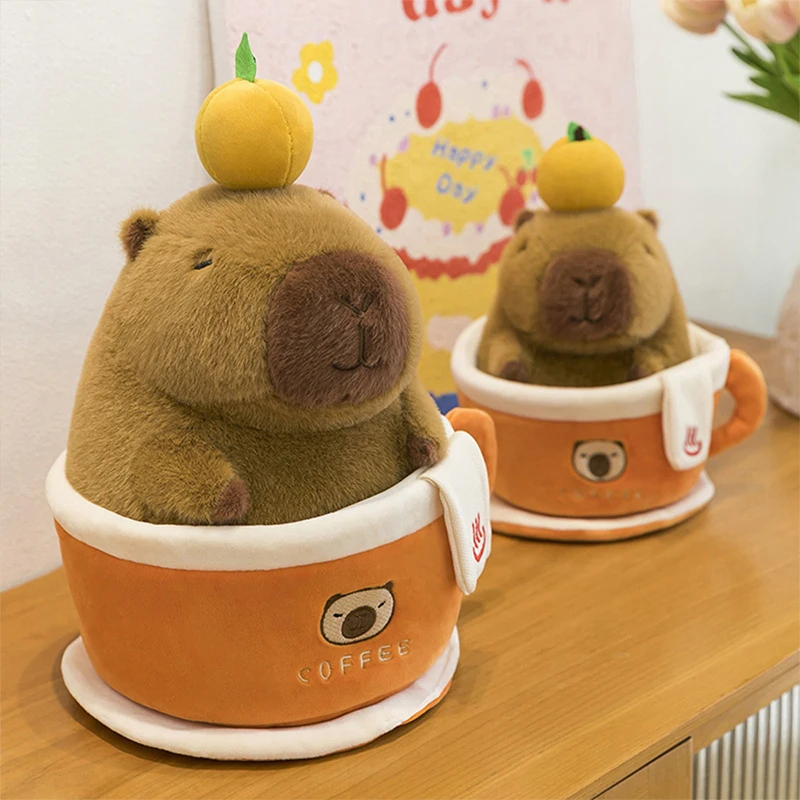 

Kawaii Capybara Plush Toy Coffee Cup Cuddle Buddy Stuffed Doll Animal Cute Capybara Doll for Kids Birthday Xmas Gift