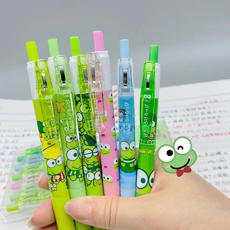 6Pcs Sanrio Kero Kero Keroppi Neutral Pen Kawaii Anime Cute Student School Supplies Examination Operation Stationery Toys Gifts