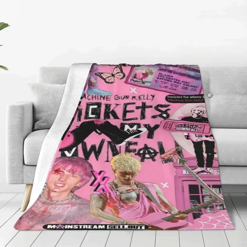 Machine Gun Kelly Mgk Rapper Music Blanket Flannel Spring/Autumn Warm Throw Blankets for Bedding Bedroom Plush Thin Quilt