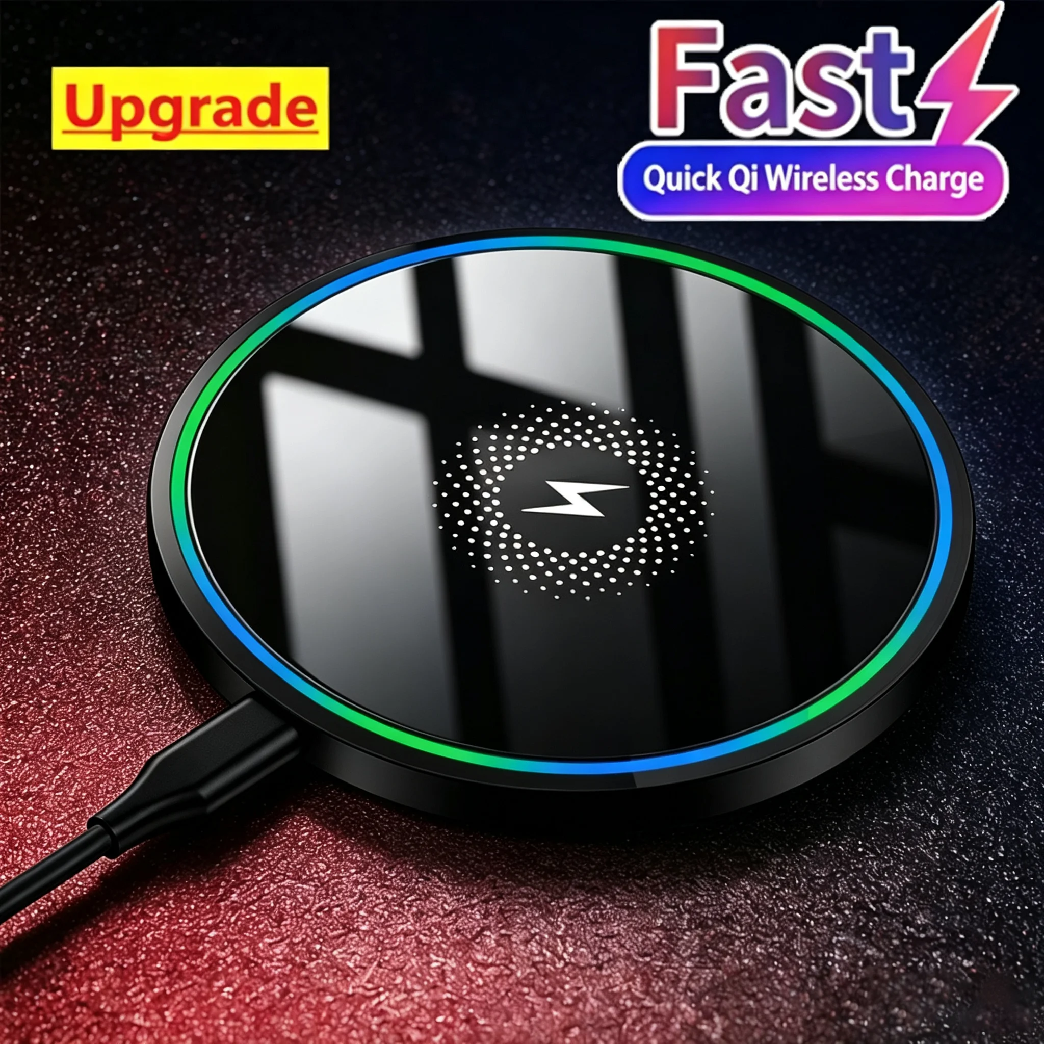 Wireless Charger, Compatible with iPhone, Samsung Phones & Apple Earphones. Induction Fast Charging Dock Pad, Compact & Portable