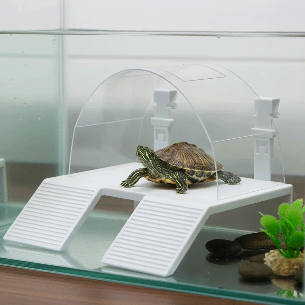 Doppelrampen-Schildkröten-Sonnenplattform zum Aufhängen mit Haken, abnehmbarer schwimmender Schildkröten-Anlegesteg, rutschfeste Futterbox – Detail 9
