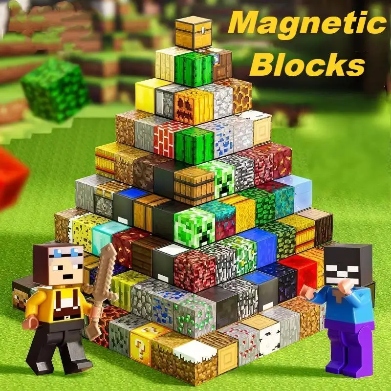 

Magnetic Building Blocks Mine Magnet World Edition, Magnetic blocks Constructor for Children Toys Montessori Toys Gifts