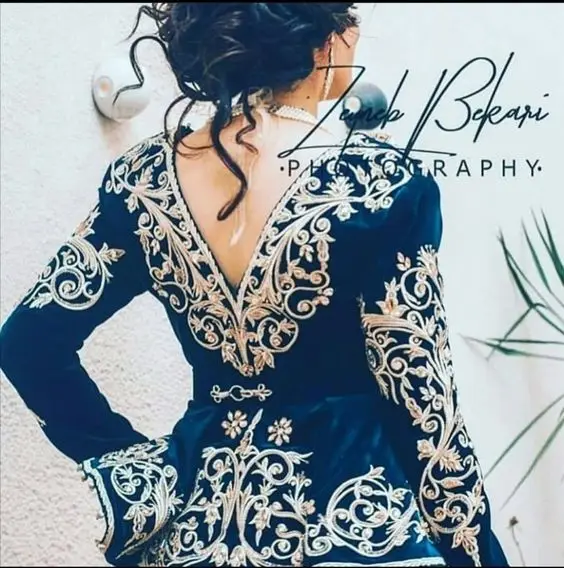 Karakou Algerie Ankle-length Prom Dresses Long Sleeve Peplum Sweetheart Lace Embroidery Beaded Sexy Slit Arabic Evening Gown