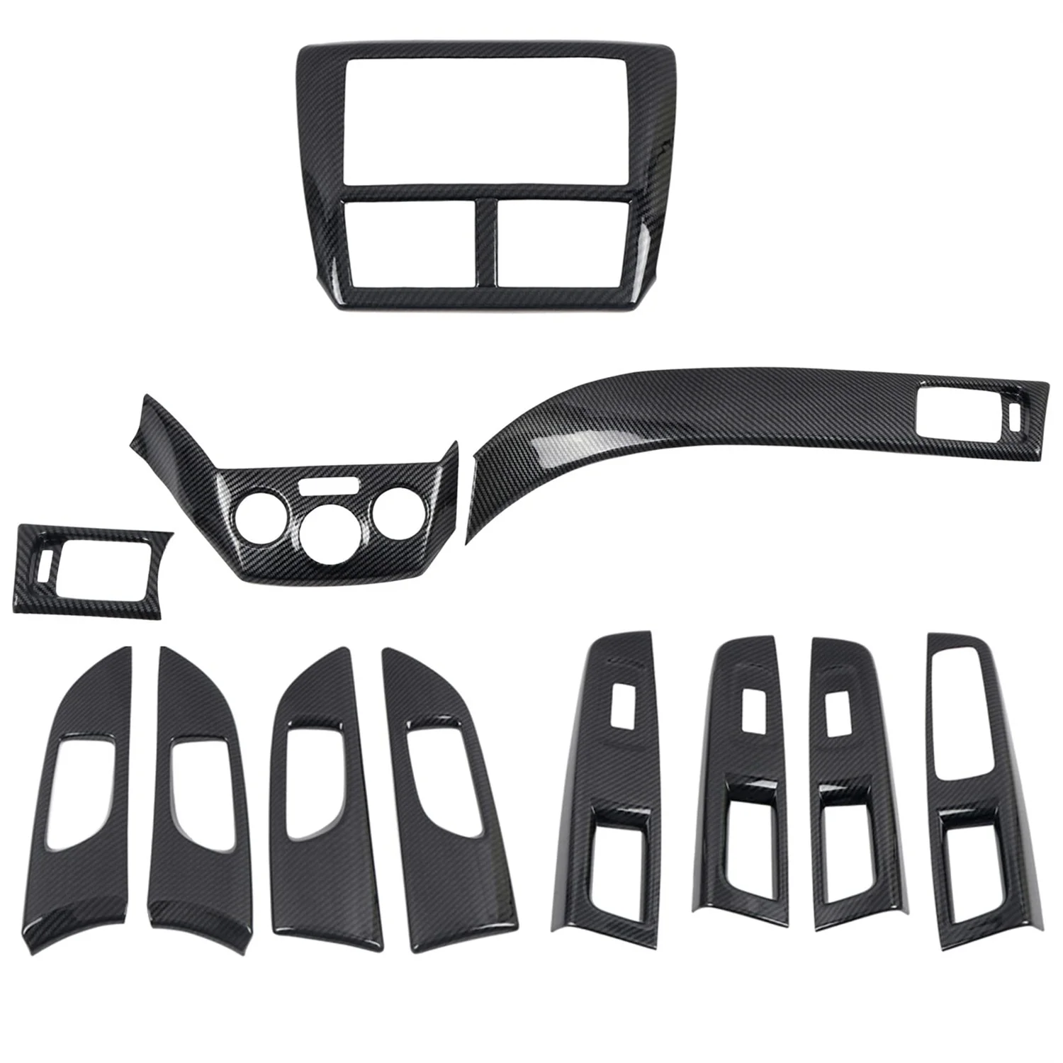 

For Subaru WRX/STi Crosstrek 2008-2014 Carbon Black Dashboard Console Inner Door Handles Window Lift Decorative Full Kit 12pcs