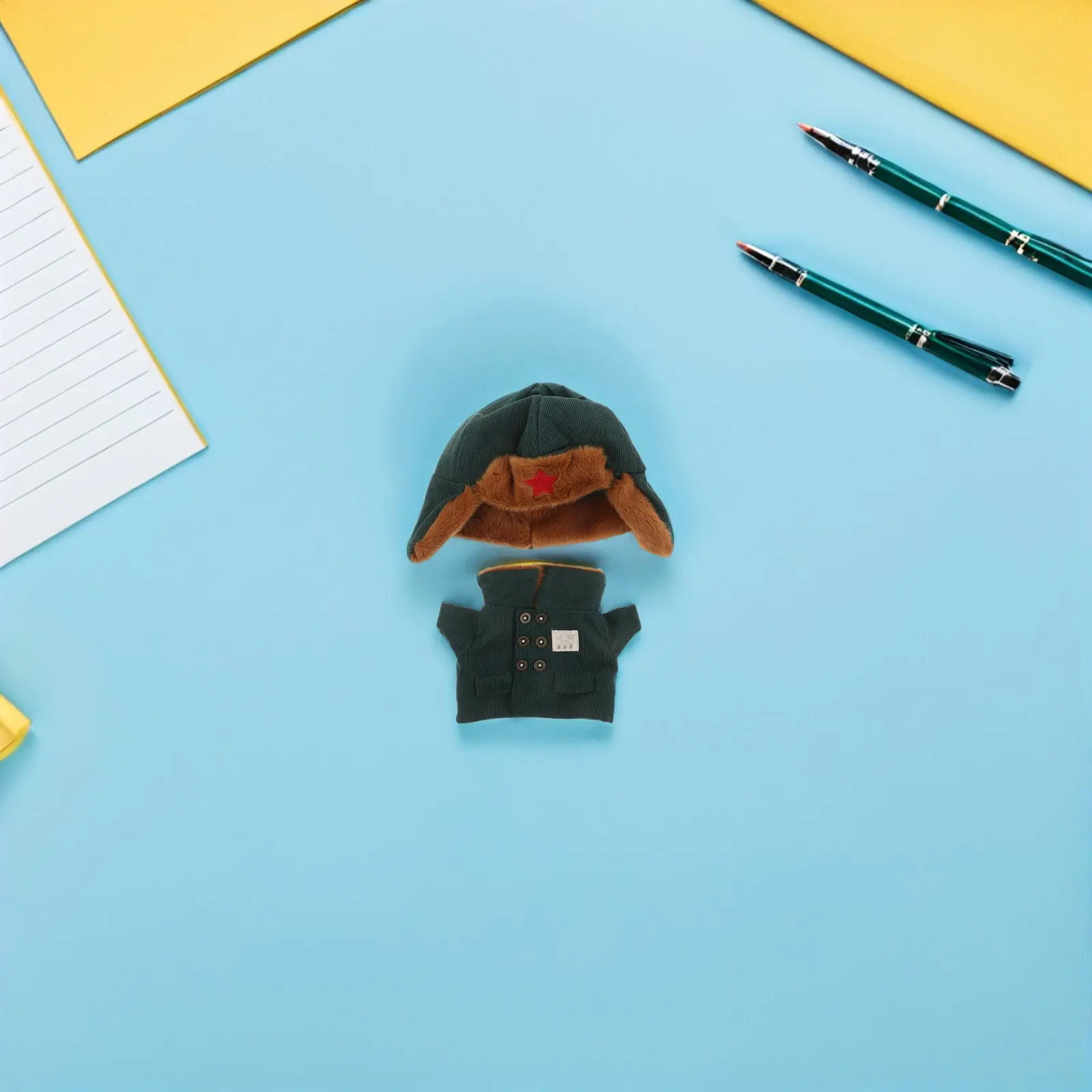 

1 set 1 Set Clothing Army Military Outfit Winter Warm Coat Hat Set For Pretend Play Educational Green Pretend Army Outfit,