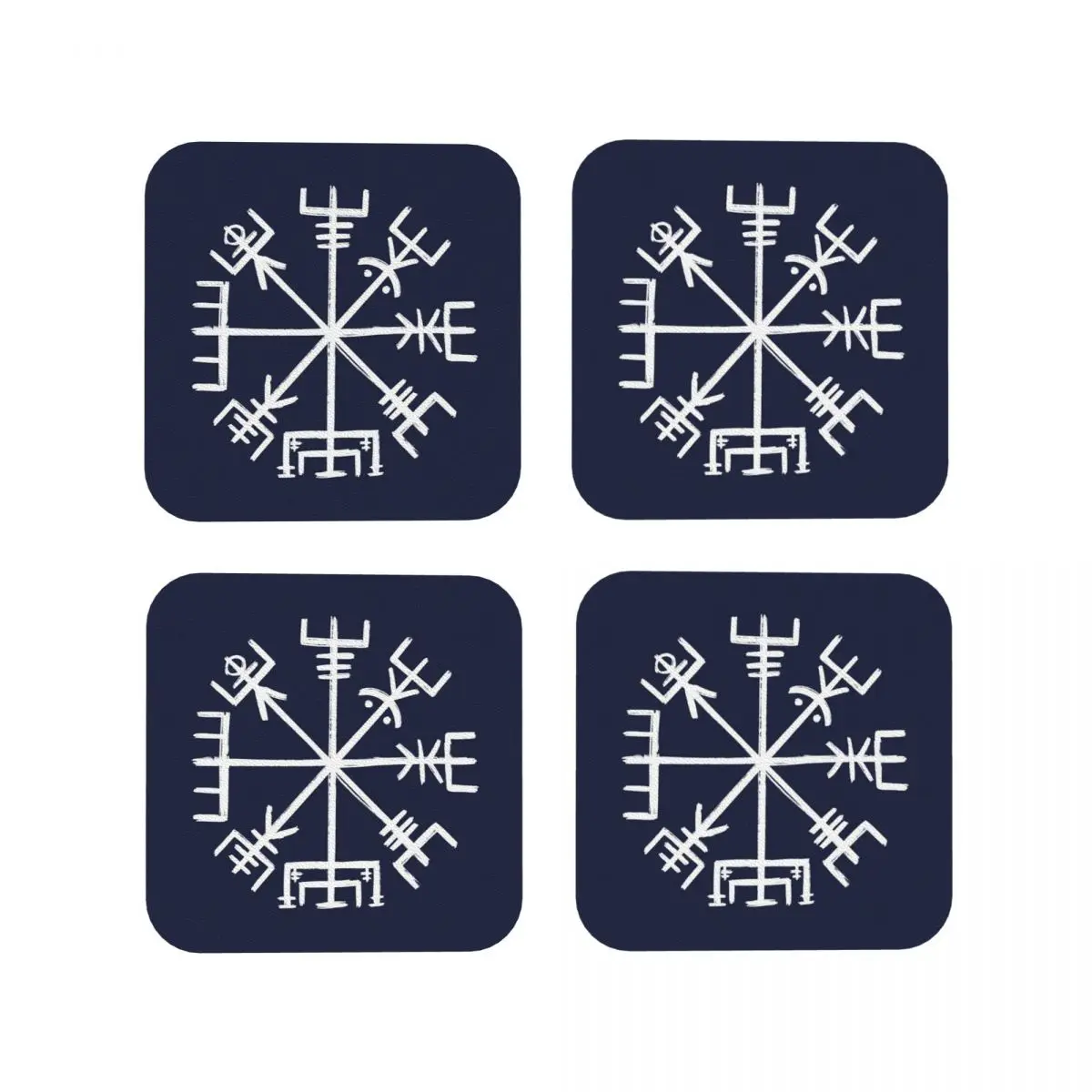 Vegvisir. Viking Compass Coasters Kitchen Placemats Waterproof Insulation Cup Coffee Mats For Decor Home Tableware Pads Set of 4