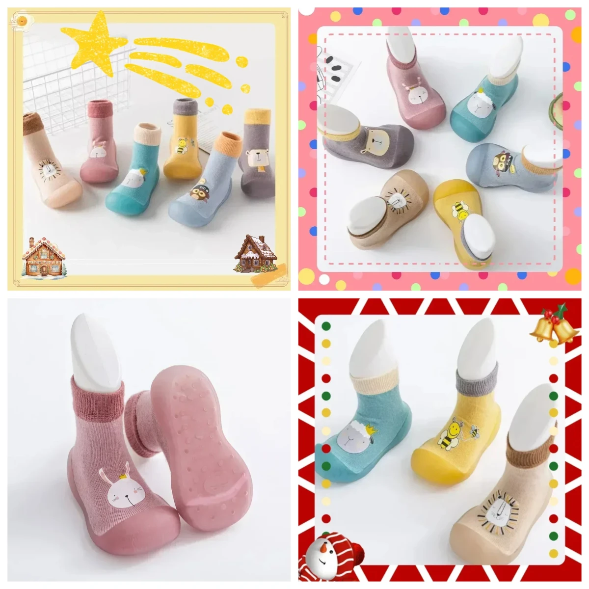 

Classic Style Cartoon Soft Soled New Children's Socks And Shoes Bronzing Baby Indoor Walking Shoes Kindergarten Bee