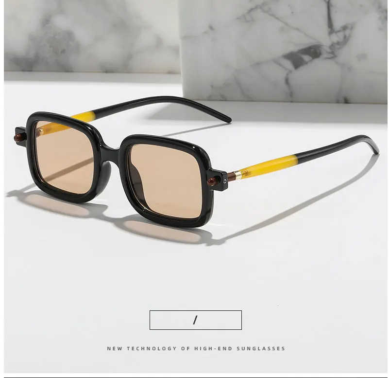 Neue modische quadratische Sonnenbrille für Damen und Herren, Vintage-Markendesigner, Punk-Sonnenbrille, klare Gläser, Spiegelbrille – Detail 1