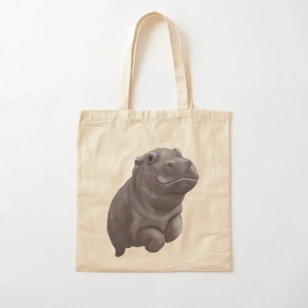 

Cute Painted Baby Hippo Swimming - Digital Painting Tote Bag canvas tote female bag shopper bags Tote Bag