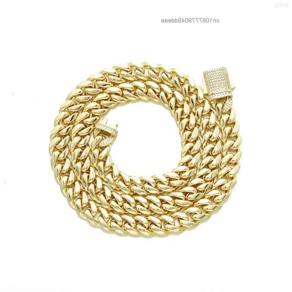 

10mm 12mm Iced Out Vvs Moissanite S925 Sterling Silver Miami Cuban Link Chain 14k Plated Gold Men Hiphop Necklace