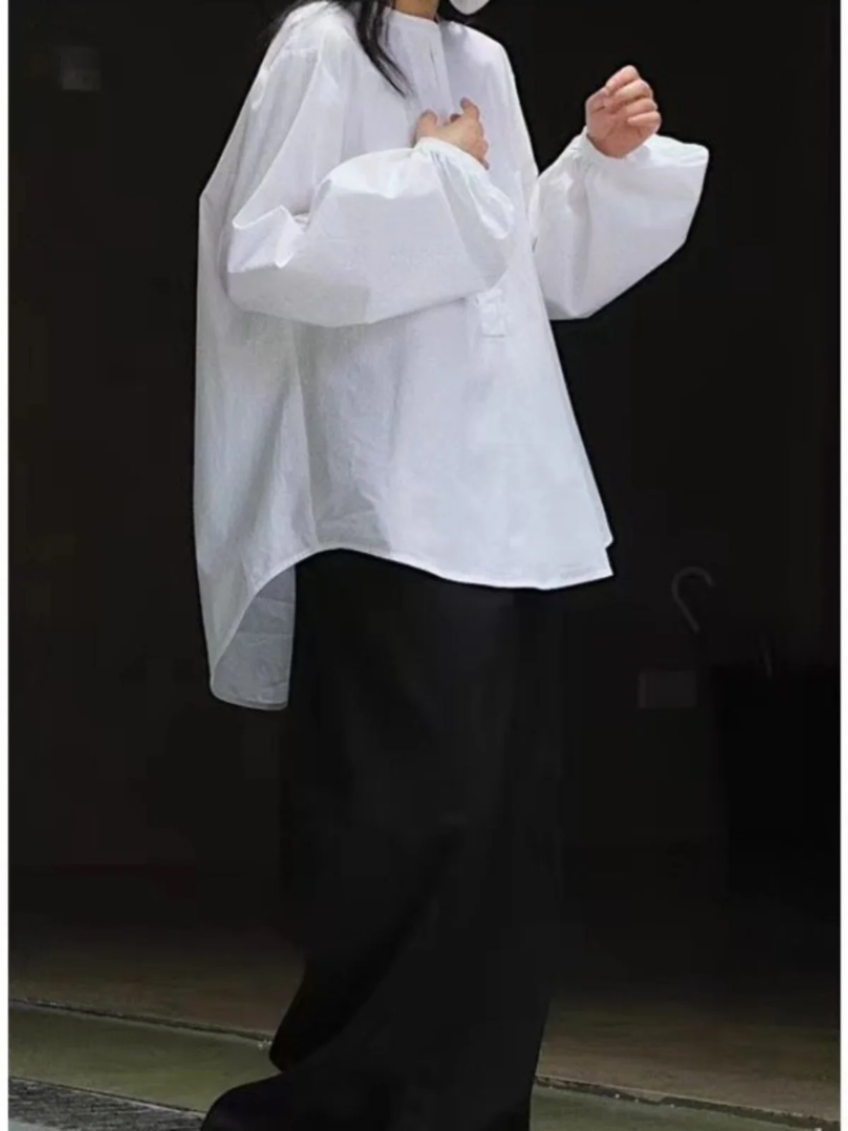 Lente 2025 Nieuwe ronde Ne Lantern Sve Puur Katoen Losse Afslanken Overhead irt Koreaanse Sle Lange Sve Button up Blouse