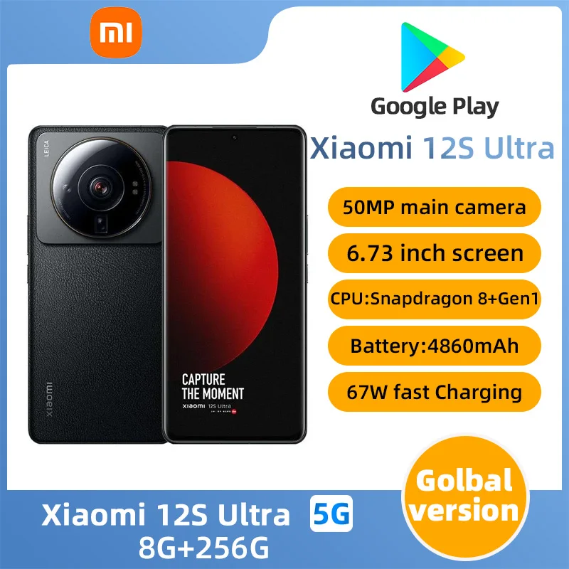 Xiaomi Mi 12S Ultra Smartphone 256GB/512GB Snapdragon 8 Gen 1+ Octa Core 50MP Leica lens 120Hz 6.73″ used phone