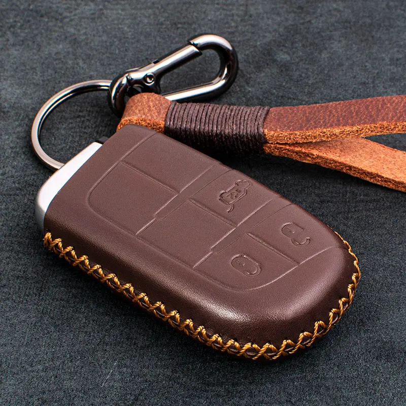 

1 PCS Genuine Leather Car Key Cover Key Case For Jeep Renegade 2014 2015 Grand Cherokee Chrysler 300C Car Accessories