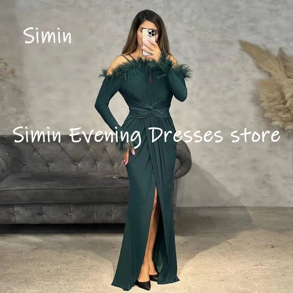 

Simin Chiffon Mermaid Off-the-shoulder Formal Prom Gown Feathers Floor-length Evening Elegant Party dresses for women 2023