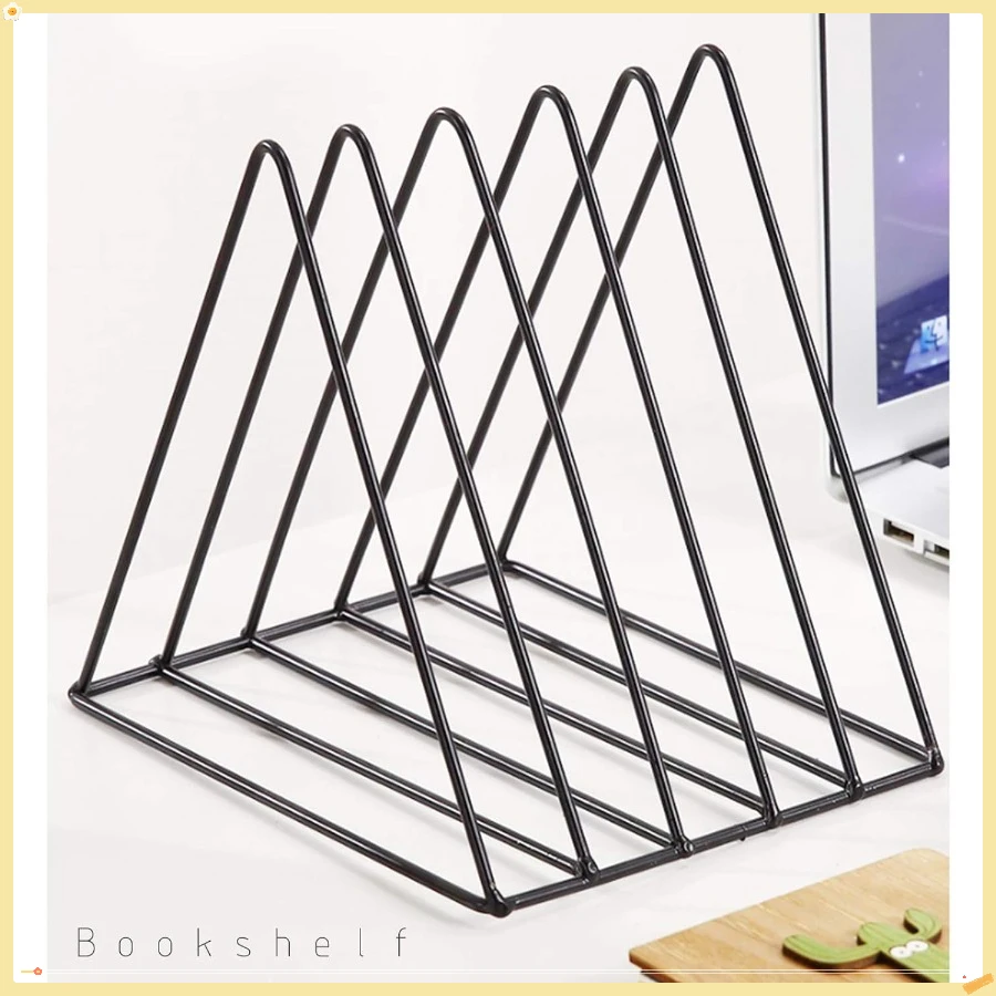 Triangle File Holder,5 Slot Metal Vinyl Record Stand Holder Magazine Newspaper Holder Photography Props for Office Home