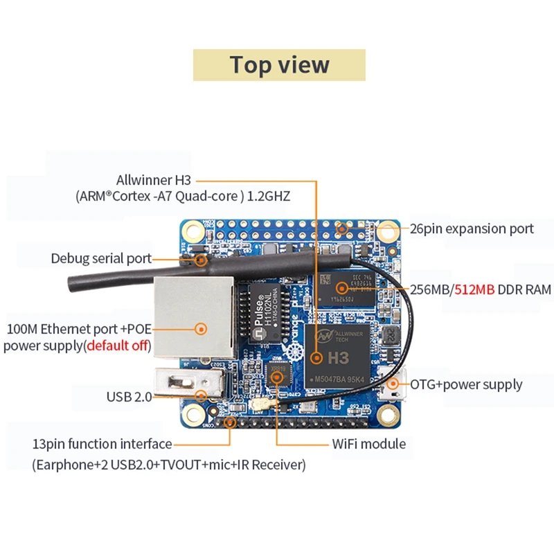 1 Piece 512MB H3 Quad-Core Open-Source Run Android 4.4 Ubuntu Debian Image For Orange Pi Zero LTS Development Board