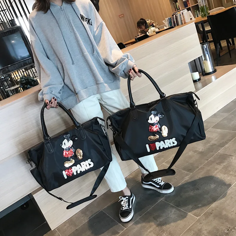 Disney New Fitness Travel Bag for Women, Fashionable Cartoon Mickey Business Trip Luggage Bag, Lightweight Handbag