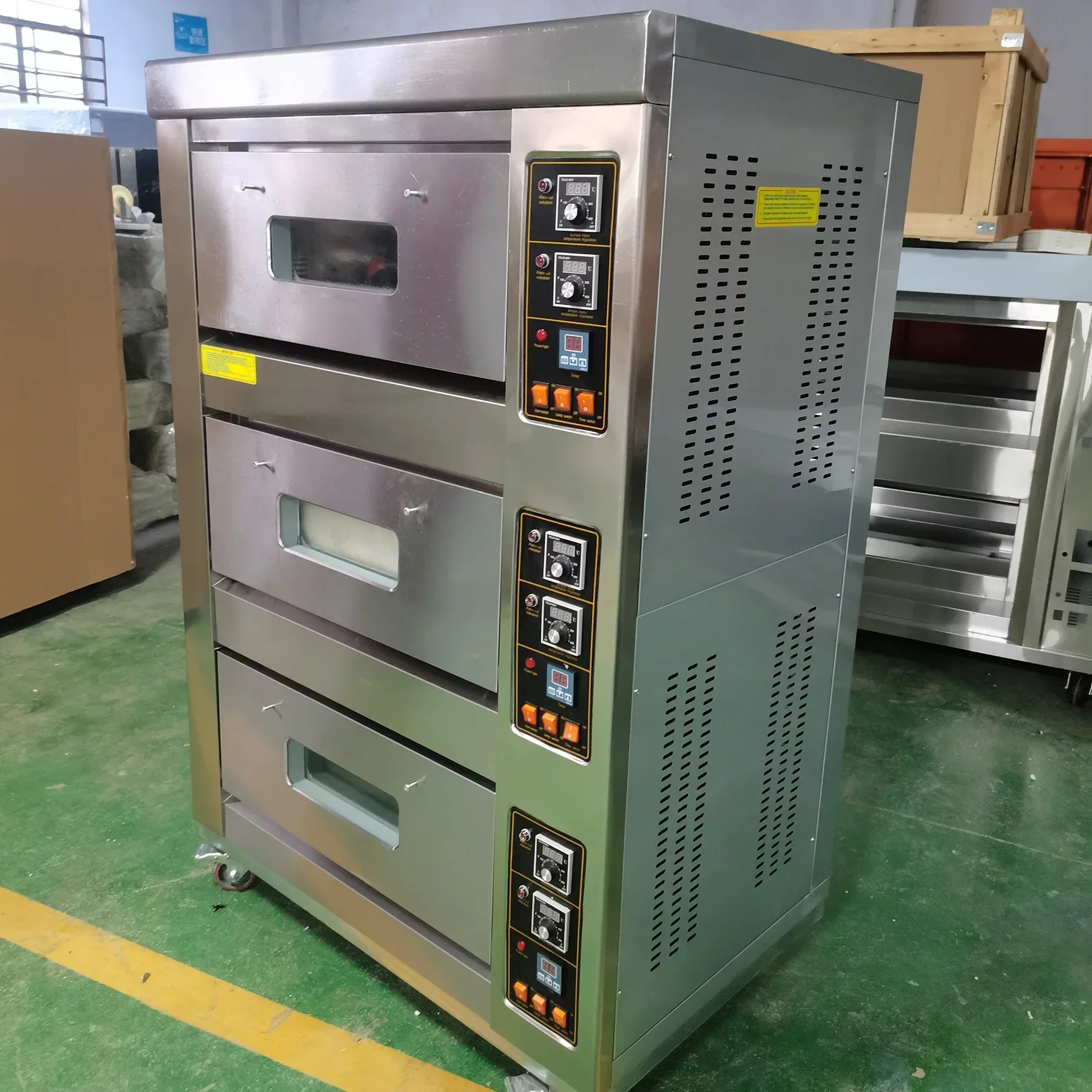 Commercial Industrial Bakery Electric and Gas Deck Pizza Bread 3 Deck 6 Trays Baking Oven