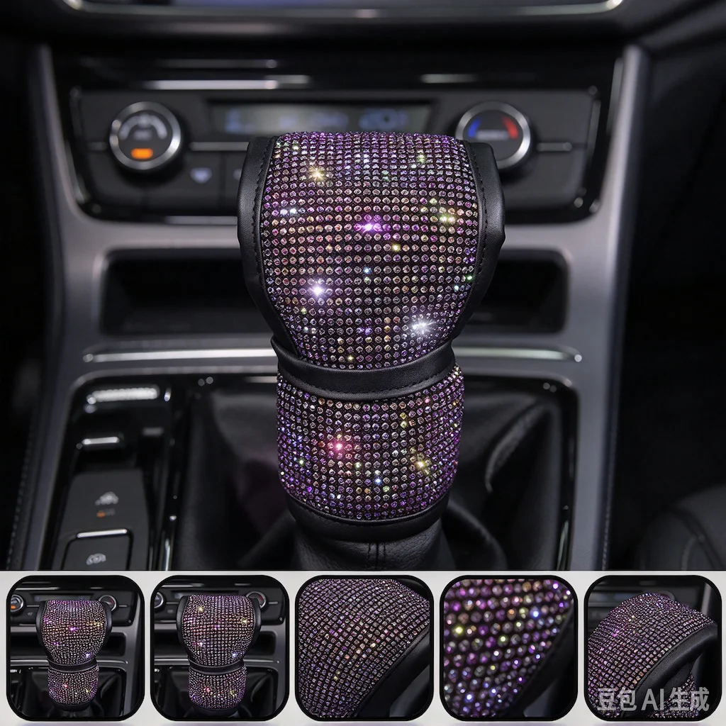Full Diamond Crystal Car Gear Shift Collar Cover Glitter Rhinestones Auto Shifter Hand Brake Covers Car Interior Accessories
