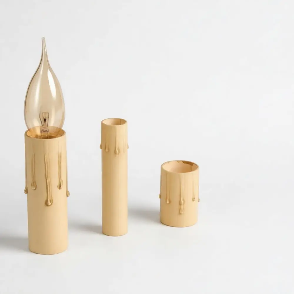 Candle Base Sleeve Plastic Drip Tube For Chandelier Candelabra Socket Covers Retro Style Decorative Lamp Parts Components