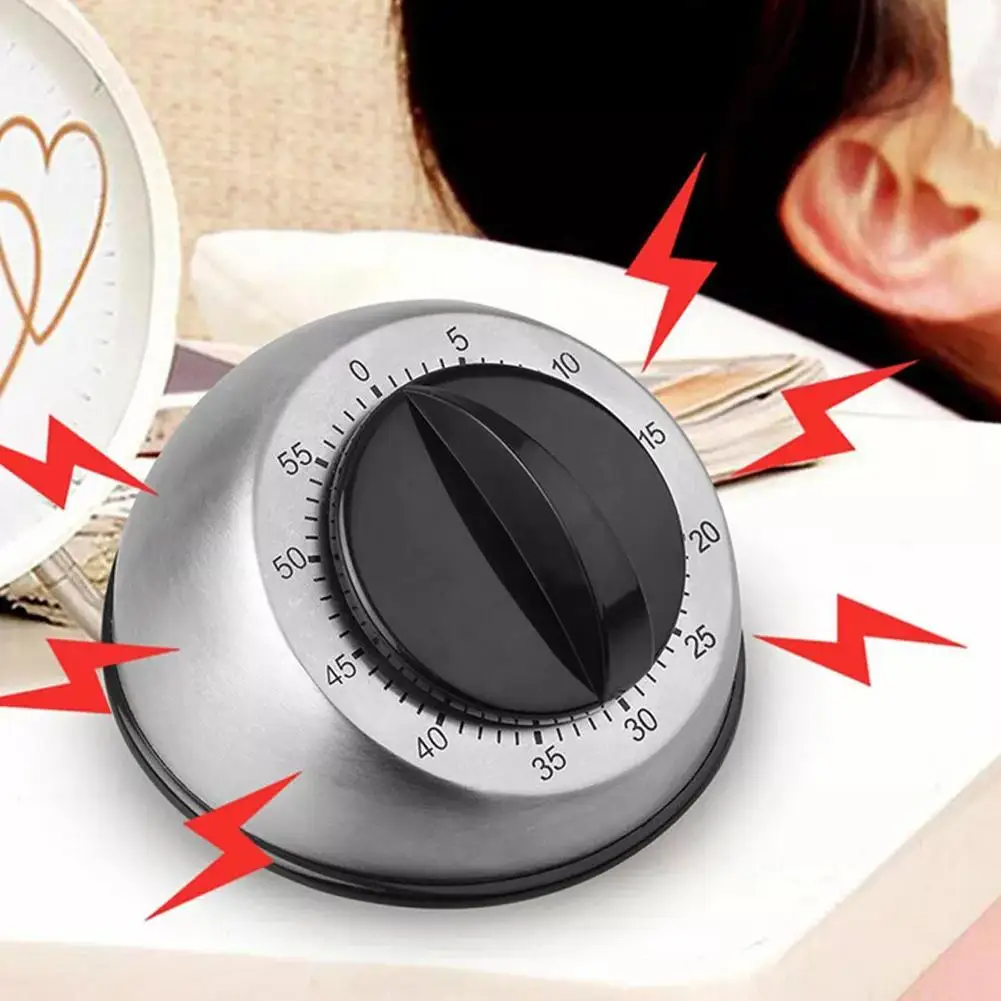 Cooking Wind Up Timer 60-Minute Kitchen Bell Alarm Clockwise Mechanical Countdown Timer Stainless Steel Kitchen Accessories ﻿