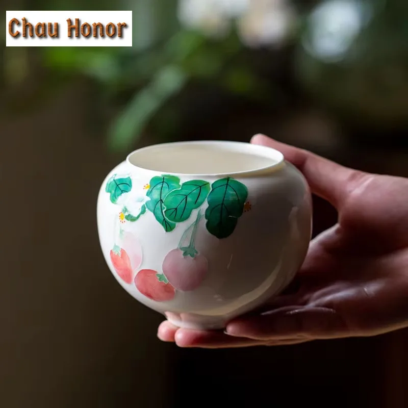 400ml Boutique Underglaze Color Hand Painted Strawberry Jianshui Handmade Household Tea Garbage Can Tea Ceremony Accessories