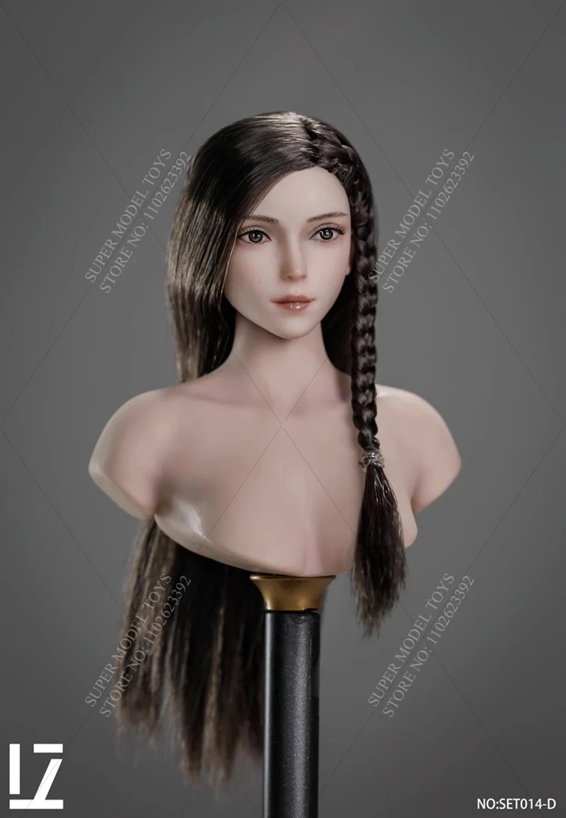 In Stock LZ TOYS SET014 1/6 Scale Female Soldier Head Sculpture Jingchu Long Hair Head Carving Fit 12-inches Action Figure Body