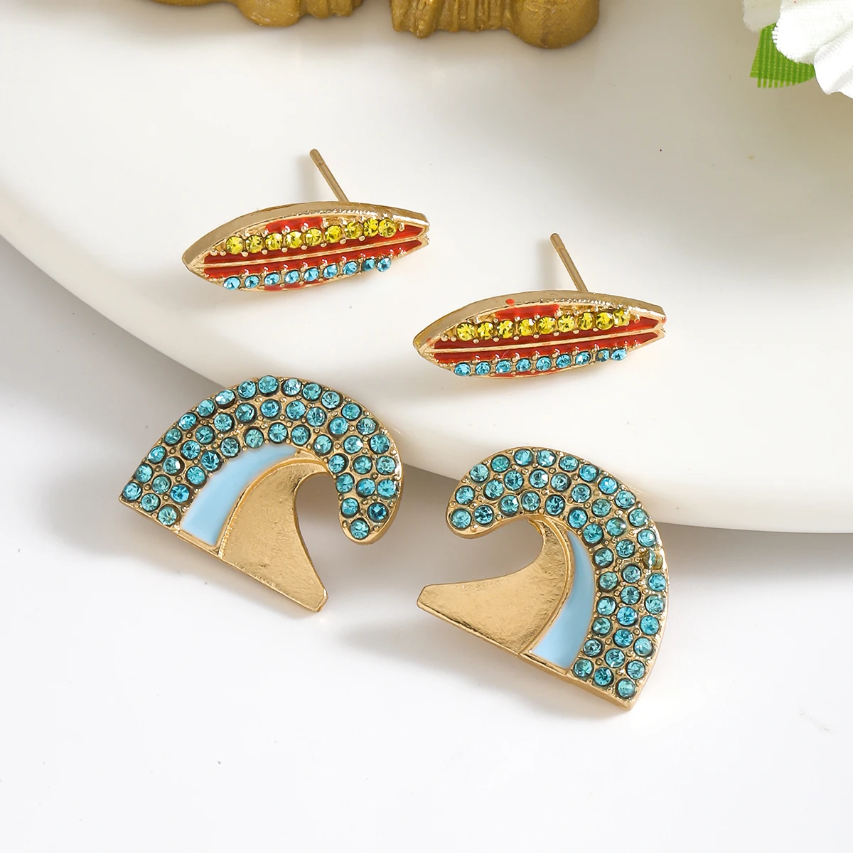 4 Pcs/set Rhinestone Sporty Stud Earrings Creative Designed Basketball Baseball Table Tennis Sport Earrings For Women Accessory
